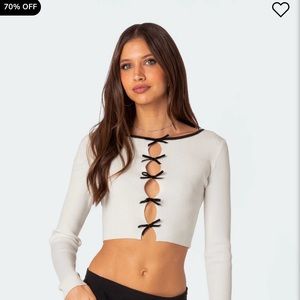 Edikted White and Black Cutout Top